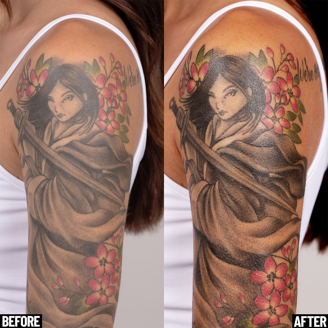 Tattoo Aftercare Before and After Geisha Photo
